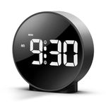 RELEMTRA Digital Alarm Clock, New LED Clock, Small Electronic Clock with 2 Alarms, Snooze, Dimmable Alarm Days Set 12/24H Display, Bedside Clock for Home (Battery/Adapter not Included)