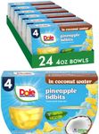 Dole Pineapple Tidbits in Coconut Water - Dole Fruit Bowls Snacks - 4 oz Fruit Bowls - 24 Pack