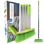 Soft Broom Indoor Sweeping Broom Brush with Stainless Steel Handle - The Perfect Indoor Sweeping Kitchen Floor Brush Broom for Your House - The Long Handled Brush Sweeper Broom (Green)