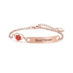 LSxAB Rose Gold Heart Medical Alert Blood Thinner Bracelet for Women Emergency First Aid Health Alert Engraved Stainless Steel Adjustable Chain Bracelets