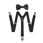 XAJEER Suspenders Men, Mens Suspenders Y Shape and Bow Tie 1 Piece, Adjustable Suspenders, Decalen Mens Braces for Men Women Business Wedding, Casual, Daily, Party Use(Black)