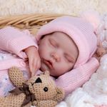 Milidool Realistic Reborn Baby Dolls Girl with Veins -18 inch Sleeping Newborn Baby Girl Doll That Look Real,Lifelike Vinyl Silicone Reborn Doll with Weighted Cloth Body Gift Set for Kids Age 3+