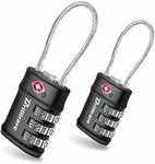 2 Pack TSA Approved Luggage Locks, Combination Travel Cable Lock, 3-Digit Waterproof Padlock, Zinc Alloy Outdoor Keyless Resettable Lock for Travel, Lockers, Bags, Backpack, Gym, Gate-by Brillirare