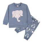 Real Basics Cotton Fleece Clothing Sets for Boys & Girls - Unisex Winter Clothing Sets Full Sleeve T-Shirt & Pant (elephanthead_18 Months-24 Months)