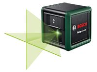 Bosch cross line laser Quigo Green with tripod (green laser for better visibility, housing made of recycled plastic, in E-Commerce cardboard box)