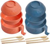 Romooa 2 Sets Microwave Ramen Cooker Bowl Set 33 oz Quick Ramen Cooker with Handles Ramen Noodle Cooker with Spoon Chopsticks Fork College Dorm Room Apartment Essentials(Orange, Blue)