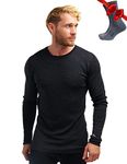 Merino.tech Merino Wool Base Layer Men - 100% Merino Wool Long Sleeve Thermal Shirts Midweight (Large, Charcoal Gray 250)