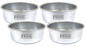 Prime Bakers and Moulders Aluminium Round Baking Cake Pan/Mould for Microwave Oven - (Set of 4 Pieces) (6 Inch)