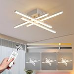 ORANOOR Modern Flush Mount LED Ceiling Light Fixture, Dimmable Ceiling Light for Bedroom Living Room Kitchen, 4-Light White Ceiling Lamp LED Small Chandelier Ceiling Light with Remote (24in, 2000lm)
