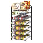 7 Tier Can Rack Organizer, Kitchen Food Storage Rack Organizer, Can Holder Storage Dispenser for Kitchen Cabinet, Countertop, Pantry Organizers, Cupboard Black