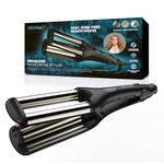 Revamp Progloss Wave Define Styler Professional - 3 Barrel Waver for Defined S-Shaped Waves, Fuss Free Beachwaver with Variable Heat Options & Auto Shut Off