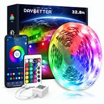 32.8ft Led Lights Strip for Bedroom, DAYBETTER App Controlled Smart Led Strip Lights Kits with 24 Keys Remote, Timer Schedule RGB Led Strip Lights, Color Changing Led Lights for Bedroom Party Kitchen