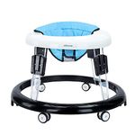 UBRAVOO Adjustable Baby Walker, Walkers for Baby with Universal Wheels, Height Adjustable, Folding & Compact Walker for Girls Boys 6-18 Months, PU Blue