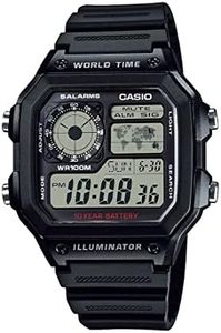 Casio Men's Classic Japanese-Quartz Watch with Resin Strap, Black, 21 (Model: AE1200WH-1A)