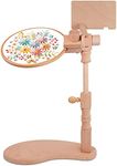 Jasvelly Embroidery Hoop Stand, Adjustable Rotated Cross Stitch Stand Lap, Natural Beech Wood Embroidery Hoop Holder, Sewing Craft Embroidery Tools for Quilting Needlework