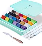 HIMI Gouache Paint Set Jelly Cup 24 Vibrant Colors Non Toxic Paints with Portable Case Palette for Artist Canvas Painting Watercolor Papers, Rich Pigment, (28 GREEN 24+3+1DAO)