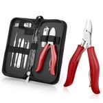 Toenail Clippers for Thick and Ingrown Nails,Nail Clipper Kit and Professional Podiatrist Toenail Clippers Heavy Duty Nail Scissors Toenail Treatment Tools Kit for Men Women Elderly (Red)