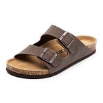 FITORY Mens Sandals, Arch Support Slides with Adjustable Buckle Straps and Cork Footbed for Summer Brownish Yellowk Size 11