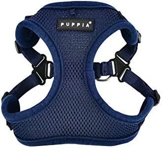 Puppia Dog Harness Comfort Mesh Step-in All Season No Pull No Choke Walking Training Adjustable Neck & Chest for Small & Medium Dog - Navy - M