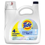 Tide Hygienic Clean Heavy Duty 10x Free Liquid Laundry Detergent, Unscented, HE Compatible, 3.9 L, 94 loads