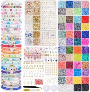 Mio Angle Clay Beads for Bracelets Making Kit 48 Colors Soft Clay Beads Pre Sorted Jewelry DIY Craft Creative Gift and Relaxation Friendship Bracelet kit Ages 6 7 8 9 10 11 12