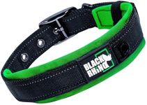 Black Rhino Extra Large Dog Collars - Adjustable Reflective Heavy Duty Wide Dog Collar with Ultra-Soft Neoprene Padding - Weatherproof, Durable, and Comfortable for Active Dogs - Green and Black