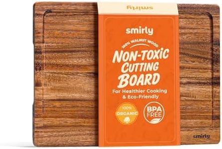 SMIRLY Walnut Wood Cutting Boards for Kitchen, Large - Small, Walnut Wooden Cutting Board Set with Deep Juice Grooves, Non Toxic Serving Tray