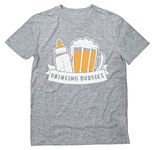 TeeStars Dad & Baby Drinking Buddies T-Shirt X-Large Gray