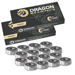 Fireball Dragon Ceramic Roller Skate Bearings 16 Pack - Inline Skate Bearings for Rollerblade Inline Hockey & Roller Derby Bearings - Dragon Roller Bearing Sets are Skate Rated & Guaranteed for Life…