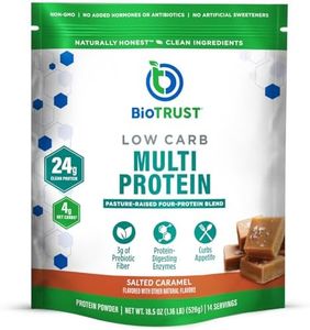 BioTrust Low Carb Protein Powder - Healthy Isolated Whey Protein Powder and Casein Blend from Grass-Fed, Pasture-Raised Cattle, Plus Digestive Enzymes - Salted Caramel, 14 Servings