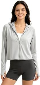 TrekWave Women's UPF 50+ Sun Protection Crop Top Hoodie - Quick Dry Swim Cover Up with Thumb Holes & Ponytail Port