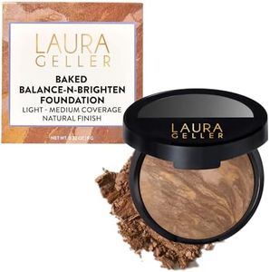 LAURA GELLER NEW YORK Award-Winning Baked Balance-n-Brighten Color Correcting Powder Foundation – Handmade in Italy – Buildable Coverage, Matte Finish – For Mature & Sensitive Skin – 07 Tan