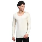 QNQ Monte Carlo Men's Pure Wool Thermal Full Sleeves (TOP) (Off White) (46)