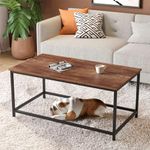 SAYGOER Coffee Table Simple Modern Rectangular Center Table Open Space Minimalist for Living Room Home Office Industrial Cocktail Tables, Dark Walnut