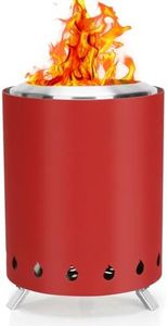 Smokeless Fire Pit, Stainless Steel Table Top Fire Pit, Outdoor Wood Burning Portable Fire Pit with Portable Storage Bag, Removable Ash Pan, Low Smoke Mini Fire Pit for Garden Bonfire Picnic-Red