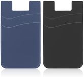 Senose Card Holder for Phone Case, Phone Card Holder, Dual Pocket Silicone Phone Wallet for Phone Case Stick On Compatible for iPhone, Samsung and Most of Cell Phone (Navy Blue, Black)