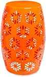Vipush Outdoor Lace Cut Iron Side Table, Patio Garden Stool Coffee End Table Nightstand for Small Spaces, Living Room, Front Porch, Poolside, Orange
