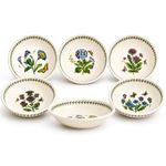 Portmeirion x Botanic Garden Set of 6 Soup Plates - White Floral Design Motif with Green Leaf Edging, Earthenware, Made in England, Stylish, Durable, Safe for Microwave & Dishwasher, 22cm