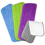 TUPARKA 4 Pack Microfiber Mop Pads 16.5"x5.5" Reveal Mop Head Replacement Pad for Wet/Dry Spray Mops Washable Cleaning(Gray,Green,Purple,Blue)