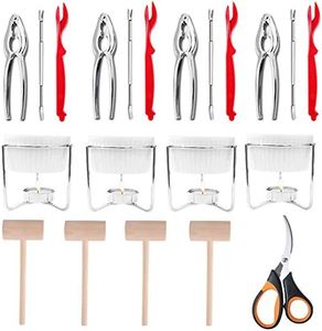 Artcome 21 Pcs Seafood Tools Set includes 4 Crab Forks, 4 Lobster Crab Crackers, 4 Lobster Shellers, 4 Butter Warmers, 4 Lobster Crab Mallets, 1 Seafood Scissor