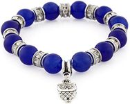 Women's Bracelet Elastic with Owl Pendant and Stone Beads