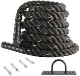 XMSound Battle Rope 1.5" Battle Exercise Training Rope 30ft/40fT Length Workout for Strength Training Home Gym Outdoor Cardio Workout, Anchor Included (30ft)