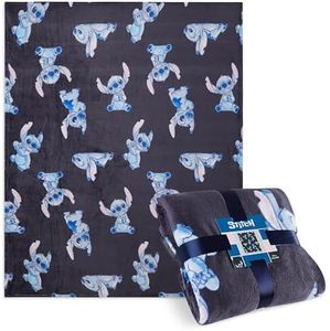 Disney Stitch Fleece Blanket for Children, Soft Cuddly Blanket 150 x 130 cm (Blue Stitch)