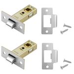 2 Set 45mm Tubular Latch, Internal Door Lock Mortice Latch Polished Door Latch for Sprung Lever Door Handles