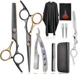 Professional Scissors for Hair, Fcysy Hair Cutting Scissors Kit Barber Scissors Hairdresser Shears Thinning Scissors Set Straight Edge Razor Salon Supplies for Men, Tijeras De Peluqueria Profesional