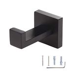 Toprema Towel Robe Hook Clothes Coat Single Hanger Holder Stainless Steel Matte Black Bathroom Lavatory Kitchen Cabinet Closet Hardware Wall Mounted 1 Pack