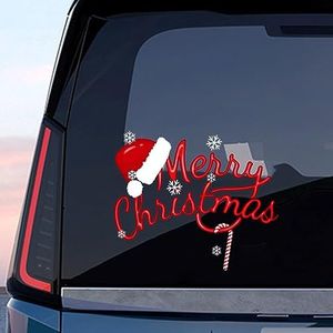 Leniutor Christmas Window Clings, Double-Sided Merry Christmas Window Stickers Decals for Car Window Bumper Stickers Christmas Car Accessory Decorations (Merry Christmas, 1)