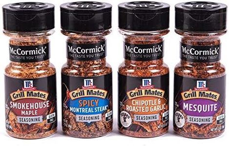 McCormick Grill Mates Unique Blends Grilling Variety Pack (Chipotle & Roasted Garlic, Mesquite, Spicy Montreal Steak, Smokehouse Maple), 4 Count