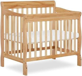 Dream On Me Aden 4-in-1 Convertible Mini Baby Crib, GREENGUARD Gold & BSA Certified, Sustainable Pinewood, Non-Toxic Finish, 3 Mattress Heights, Converts to Mini Day & Twin-Size Bed - Natural
