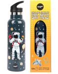 Fringoo - Astronaut Kids Water Bottle with Straw- Tall BPA Free Water Bottles - Insulated Water Bottle - Stainless Steel Water Bottle - Kids Water Bottles - Reusable Water Bottle - 600 ml